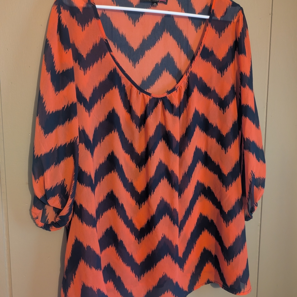 HeartSoul Zigzag Orange and Black Blouse